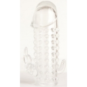 Гелевая прозрачная насадка с 2 отростками - 13 см. - Toyfa Basic - в Абакане купить с доставкой