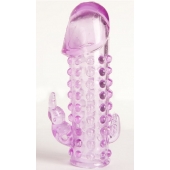 Закрытая фиолетовая насадка с 2 отростками - 13 см. - Toyfa Basic - в Абакане купить с доставкой