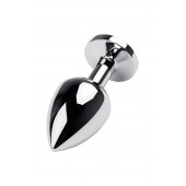 Серебристая коническая анальная пробка с красным кристаллом - 8 см. - ToyFa - купить с доставкой в Абакане