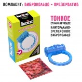 Голубое эрекционное виброкольцо Luxe VIBRO  Райская птица  + презерватив - Luxe - в Абакане купить с доставкой