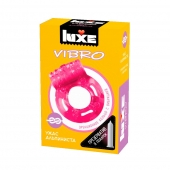 Розовое эрекционное виброкольцо Luxe VIBRO  Ужас Альпиниста  + презерватив - Luxe - в Абакане купить с доставкой