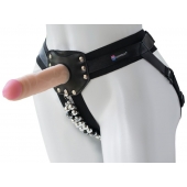Черный пояс-трусики с насадкой  Гламур Dana  - 15,5 см. - LOVETOY (А-Полимер) - купить с доставкой в Абакане