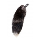 Серебристая металлическая анальная втулка с хвостом чернобурой лисы - размер S - ToyFa - купить с доставкой в Абакане