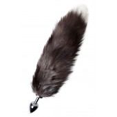 Серебристая металлическая анальная втулка с хвостом чернобурой лисы - размер S - ToyFa - купить с доставкой в Абакане