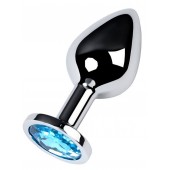 Серебристая конусовидная анальная пробка с голубым кристаллом - 8 см. - ToyFa - купить с доставкой в Абакане