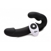 Черный безремневой страпон Urge Silicone Strap On с пультом ДУ - 24 см. - XR Brands - купить с доставкой в Абакане