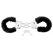 Меховые чёрные наручники Beginner s Furry Cuffs - Pipedream - купить с доставкой в Абакане