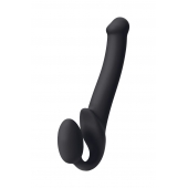 Черный безремневой страпон Silicone Bendable Strap-On M - Strap-on-me - купить с доставкой в Абакане
