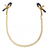 Чёрные с золотом зажимы на соски Gold Chain Nipple Clamps - Pipedream - купить с доставкой в Абакане