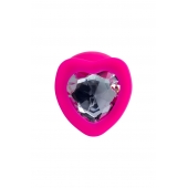Розовая анальная втулка Diamond Heart с прозрачным кристаллом - 9,5 см. - ToyFa - купить с доставкой в Абакане