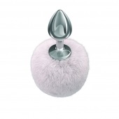 Серебристая анальная пробка с белым пушистым хвостиком Twinkle - Lola Games - купить с доставкой в Абакане