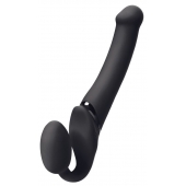 Черный безремневой вибрострапон Silicone Bendable Strap-On M - Strap-on-me - купить с доставкой в Абакане