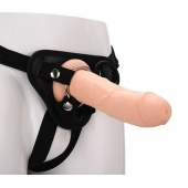 Черные трусики с телесной насадкой STRAP ON REAL DILDO - 21 см. - Dream Toys - купить с доставкой в Абакане