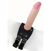 Черный узкий пояс на бедро с телесной насадкой - LOVETOY (А-Полимер) - купить с доставкой в Абакане