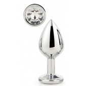 Серебристая анальная втулка с прозрачным кристаллом - 7,1 см. - Dream Toys - купить с доставкой в Абакане