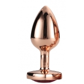 Золотистая анальная втулка с кристаллом-сердечком розового цвета - 7,1 см. - Dream Toys - купить с доставкой в Абакане