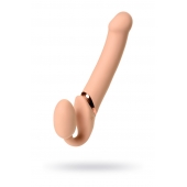 Телесный безремневой вибрострапон Vibrating Bendable Strap-On L - Strap-on-me - купить с доставкой в Абакане