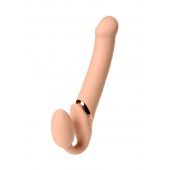 Телесный безремневой вибрострапон Vibrating Bendable Strap-On L - Strap-on-me - купить с доставкой в Абакане