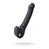 Черный безремневой вибрострапон Vibrating Bendable Strap-On L - Strap-on-me - купить с доставкой в Абакане