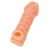 Телесная закрытая насадка с венками Cock Sleeve Size S - 13,8 см. - KOKOS - в Абакане купить с доставкой