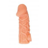 Телесная закрытая насадка с венками Cock Sleeve Size M - 15,6 см. - KOKOS - в Абакане купить с доставкой