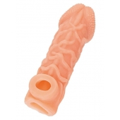 Телесная закрытая насадка с венками Cock Sleeve Size M - 15,6 см. - KOKOS - в Абакане купить с доставкой