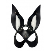Черная маска зайки с белым мехом на ушках Miss Bunny - БДСМ Арсенал - купить с доставкой в Абакане