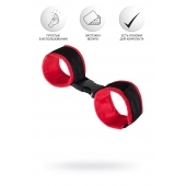 Красно-черные велюровые наручники Anonymo - ToyFa - купить с доставкой в Абакане