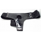 Чёрные лаковые трусики для страпона - БДСМ Арсенал - купить с доставкой в Абакане