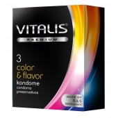 Цветные ароматизированные презервативы VITALIS PREMIUM color   flavor - 3 шт. - Vitalis - купить с доставкой в Абакане