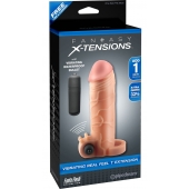 Телесная вибронасадка с кольцом  Vibrating Real Feel 1 Extension - 14 см. - Pipedream - в Абакане купить с доставкой