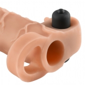 Телесная вибронасадка с кольцом Vibrating Real Feel 2 Extension - 16 см. - Pipedream - в Абакане купить с доставкой