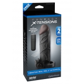 Чёрная вибронасадка с кольцом Vibrating Real Feel 2 Extension - 16 см. - Pipedream - в Абакане купить с доставкой