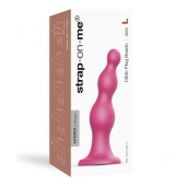 Розовая насадка Strap-On-Me Dildo Plug Beads size L - Strap-on-me - купить с доставкой в Абакане