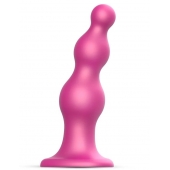 Розовая насадка Strap-On-Me Dildo Plug Beads size L - Strap-on-me - купить с доставкой в Абакане