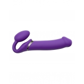 Фиолетовый безремневой вибрострапон Silicone Bendable Strap-On - size XL - Strap-on-me - купить с доставкой в Абакане