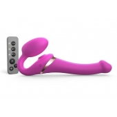 Ярко-розовый безремневой страпон Multi Orgasm Size S с клиторальной стимуляцией - Strap-on-me - купить с доставкой в Абакане