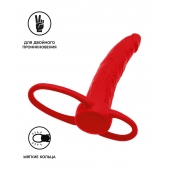 Красная насадка на пенис для двойного проникновения Black Red - 16,5 см. - ToyFa - купить с доставкой в Абакане