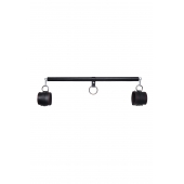 Черная распорка для ног с кожаными манжетами - Pecado - купить с доставкой в Абакане