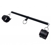 Черная распорка для ног с кожаными манжетами - Pecado - купить с доставкой в Абакане