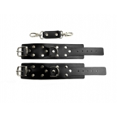 Черные кожаные наручники Sex Game - БДСМ Арсенал - купить с доставкой в Абакане