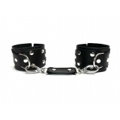 Черные кожаные наручники Sex Game - БДСМ Арсенал - купить с доставкой в Абакане