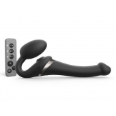 Черный безремневой страпон Multi Orgasm Size S с клиторальной стимуляцией - Strap-on-me - купить с доставкой в Абакане