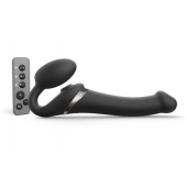 Черный безремневой страпон Multi Orgasm Size M с клиторальной стимуляцией - Strap-on-me - купить с доставкой в Абакане