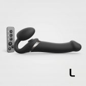 Черный безремневой страпон Multi Orgasm Size L с клиторальной стимуляцией - Strap-on-me - купить с доставкой в Абакане