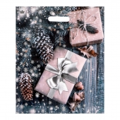 Новогодний пакет с принтом в виде подарков и вырубной ручкой (45х38 см) - Сима-Ленд - купить с доставкой в Абакане