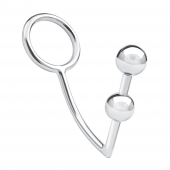 Кольцо на пенис с анальным стимулятором Two Bead Stainless Steel Anal Hook   Cock Ring - BlueLine - в Абакане купить с доставкой