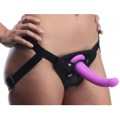 Лиловый поясной страпон Navigator Silicone G-Spot Dildo with Harness - 17,8 см. - XR Brands - купить с доставкой в Абакане