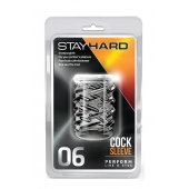 Прозрачная насадка с объёмными чёрточками STAY HARD COCK SLEEVE 06 CLEAR - Blush Novelties - в Абакане купить с доставкой