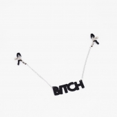 Зажимы на соски с кожаной подвеской Bitch - Crazy Handmade - купить с доставкой в Абакане
